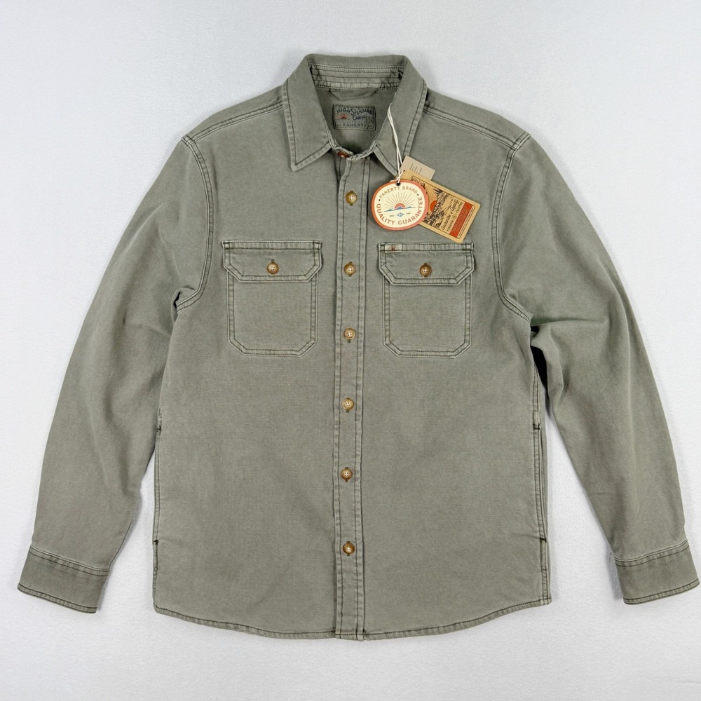 Faherty Sunwashed Canvas CPO Shirt Jacket Size S Mens Aspen Olive MOF2410 NEW
